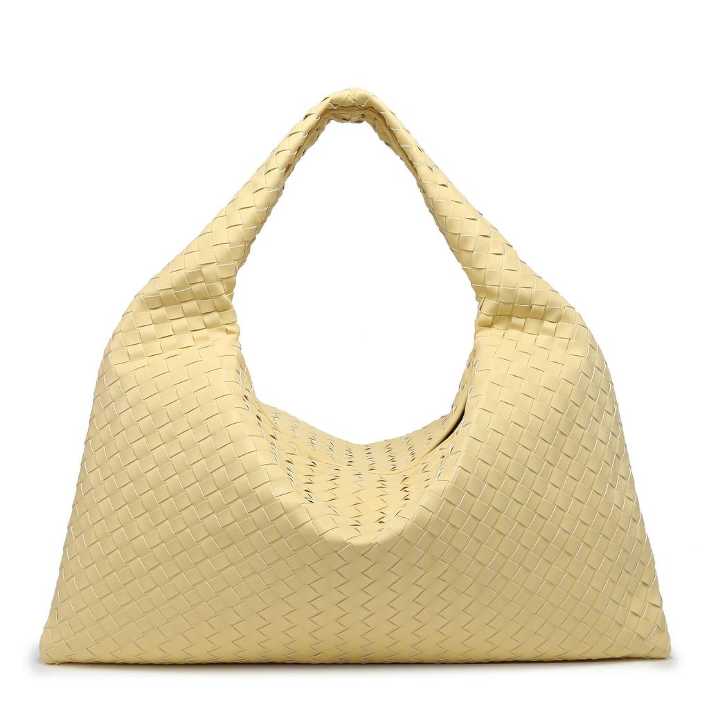 Hand-woven Solid Color Large-capacity Shoulder Bag Women's 2025 New Style Simple Casual Handbag