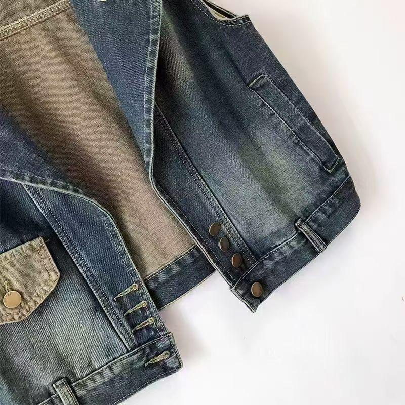 Women's Retro Western Lapel Denim Vest - Spring/Summer 2025 Collection