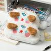 Cute Plush Pencil Case with Animal Glasses Design Large Capacity Cat Dog Shaped Makeup Bag School Stationer Bag Gift for Kids