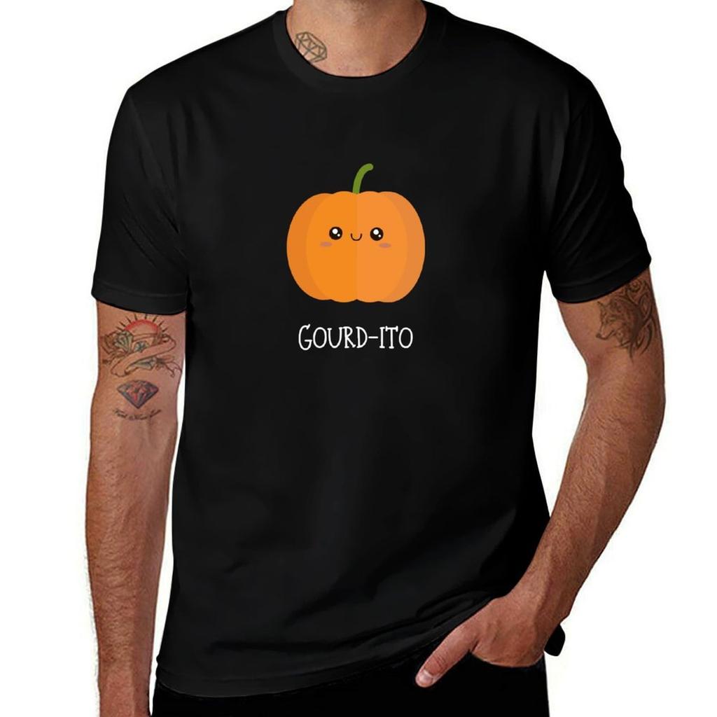 Cute Gourdito Halloween Pumpkin (White Text) Tshirt Quick Dry Sports Short Sleeve Tee