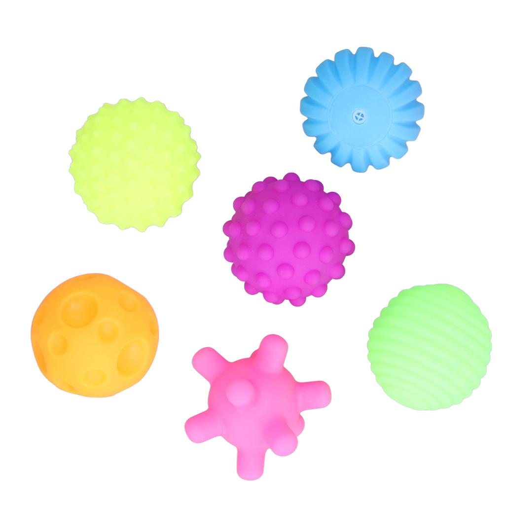 6pcs Baby Textured Set Infant Funny Soft Elastic Multicolor Squeezing Sensory Toy for Home