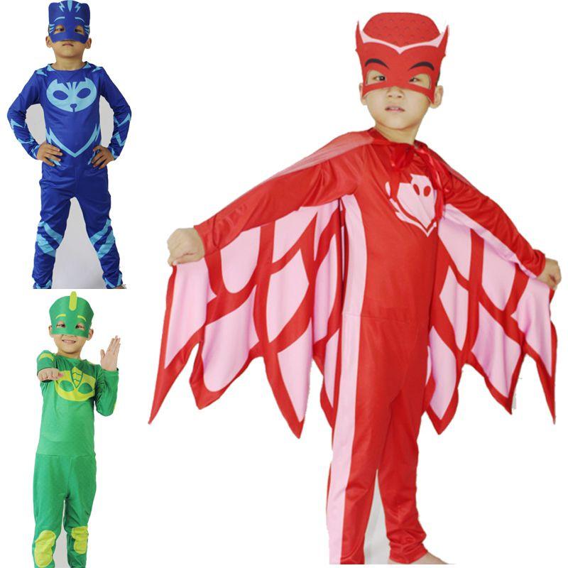 Noblekids Pj Mask Costume Featuring Colorful Catboy Owlette Gekko Jumpsuit For Kids