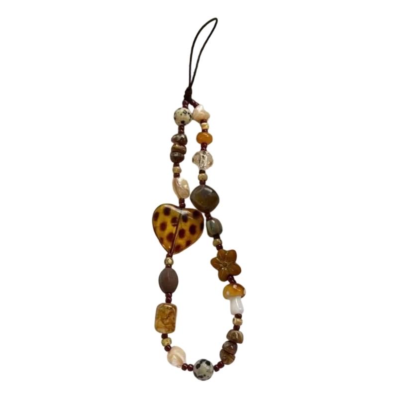 Plastic Beaded Phone Chain Pendant Telephone Lanyard Cellphone Rope Bracelet Fashion Keyring Keychain For Women Jewelry