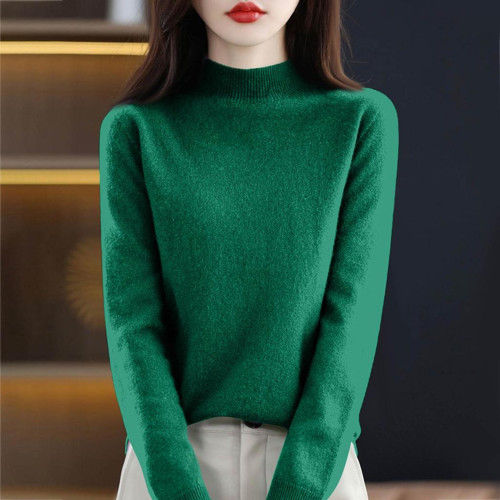 Women's Knit Turtleneck Long-Sleeve Top Casual Comfortable Long-Sleeve Blouse