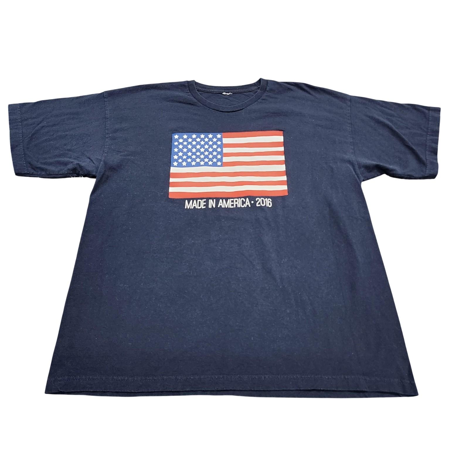 Shirt Mens XL Blue Made In America 2016 USA Flag Graphic Tee Patriotic Top Unisex T-Shirt M