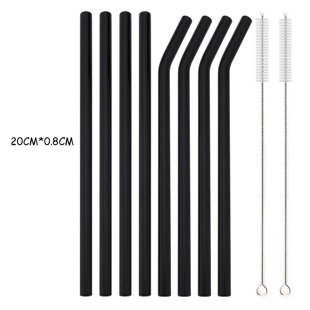 8Pcs High Borosilicate Glass Straw Set Multi-Color Reusable Glass Eco Friendly Drinking Straw for Cocktail Smoothie Bubble Tea