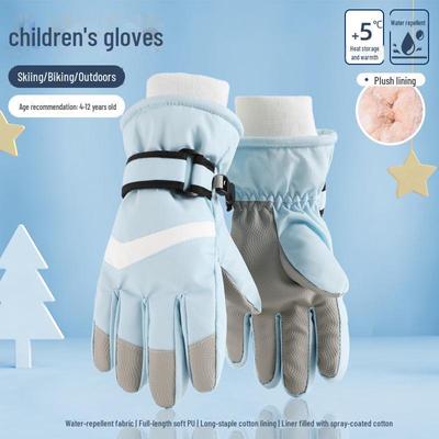 Kids' Warm Ski Gloves: Touchscreen, Velvet-Lined, Thick Insulation