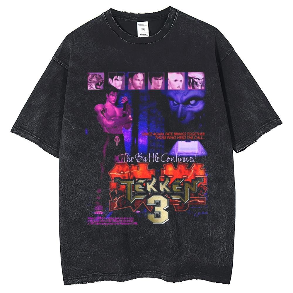 Hip Hop Street Clothing Water Wash T-Shirt Punk Boxing Game S