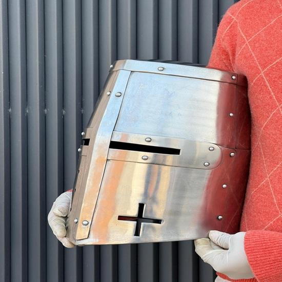 Templar Crusader Knight Helmet Handmade Medieval Steel Wearable Helmet with Free Stand