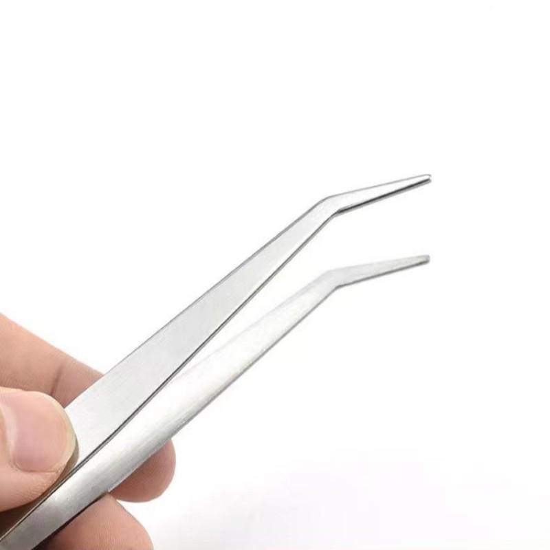 Stainless Steel Thick Elbow Tweezers for Eyelash, Nest, Hair, Gardening, and Telecom Repair