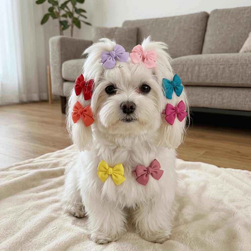 16pcs Mini Size Dog Bow Tie Multicolor Pet Bow Clip Durable Cat Hair Accessory Small Pet