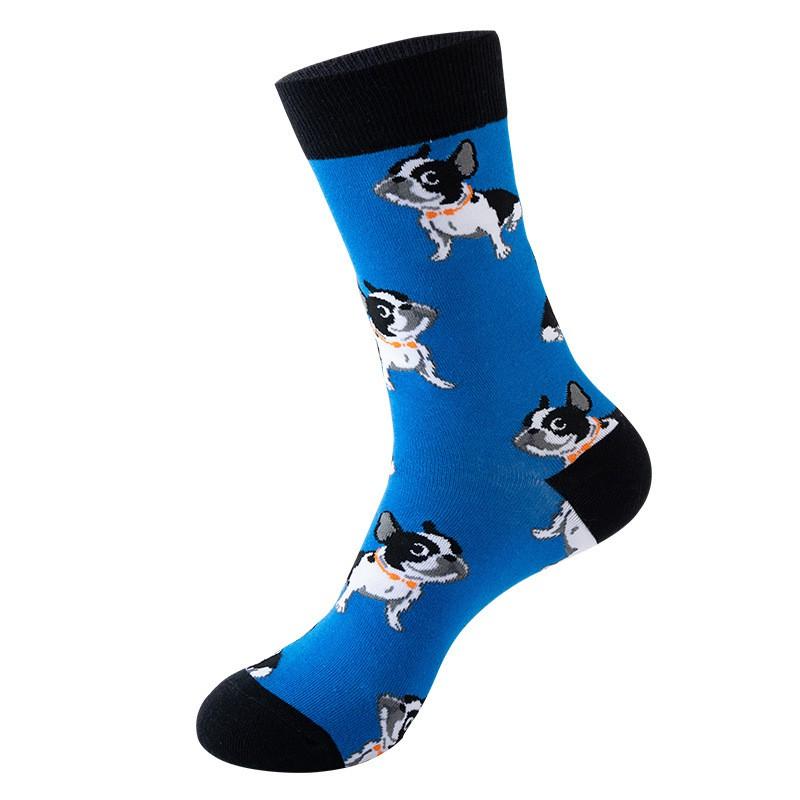 Stylish Mid-Calf Socks With Animal Print Dog Cat Design Men Women Cotton Blend Comfortable Casual