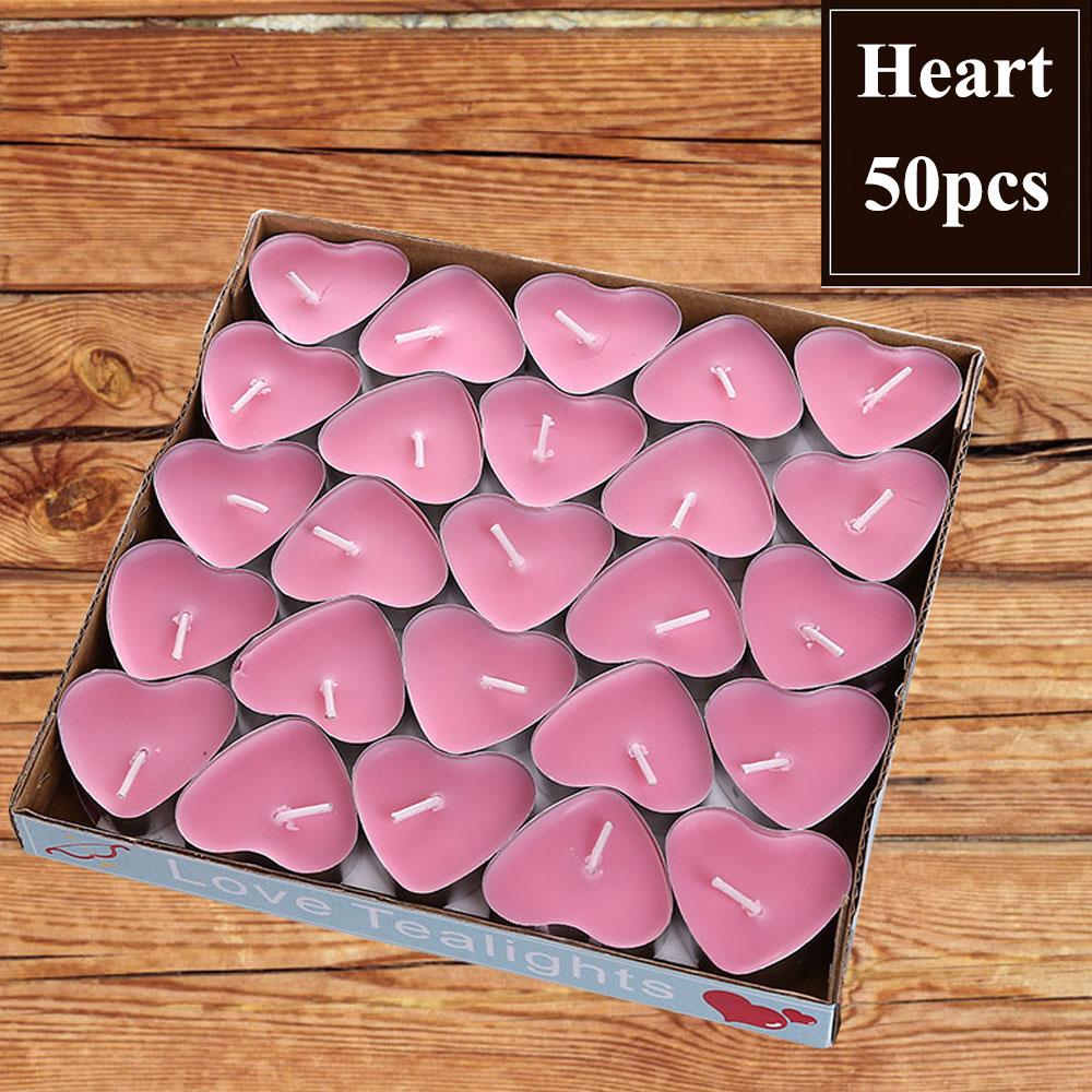 50pcs/set Tea Wax Candle Birthday Wedding Party Candle Candlelight Dinners Candle Romantic Decorative Candles In Aluminum Cups