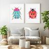 Aquarell Käfer Marienkäfer Poster Druck Buntes Insekt Leinwand Malerei Natur Wandkunst Bild Kinderzimmer Heimdekor
