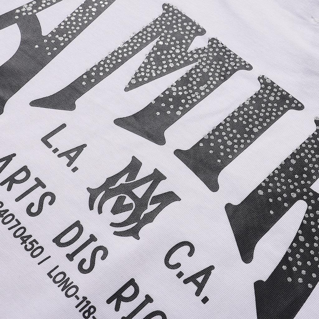 736 Amiri 2025 Sommer Neue Männer und Frauen Lose Hohe Qualität Baumwolle Plus Größe T-shirt Paar T-Shirt Alphabet heißer silber