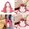 Adorable Plush Rabbit Design Korean Style Shoulder Bag For Kids With Stylish Checkered Pattern