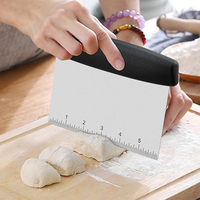 Deigskrape i rustfritt stål Brødhakker med skala Konditorspatel Pizzaskrape Bakeverktøy Fondantkakedekorasjonsverktøy