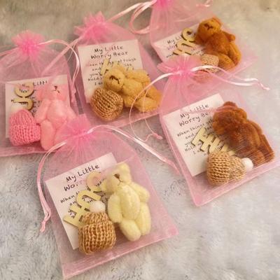 Orsetto Giocattolo, Orsetto delle Preoccupazioni, Mini Orsetto da Tasca da Abbraccio con Carta Token, Supporto Emotivo per il Buon Umore, Regalo Positivo da Tasca per la Laurea