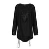 Women's Sequin Color Long Sleeve Large Pendant Collar Loose Drawstring Fake Two-Piece Top
