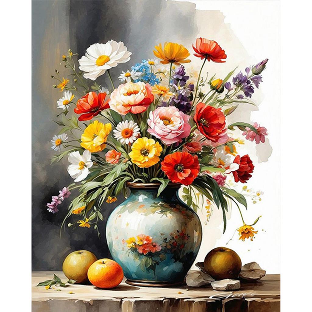 1 Stück DIY Malen nach Zahlen Set Blume Rahmenlose Leinwand Wandkunst Geschenkidee 40x50cm