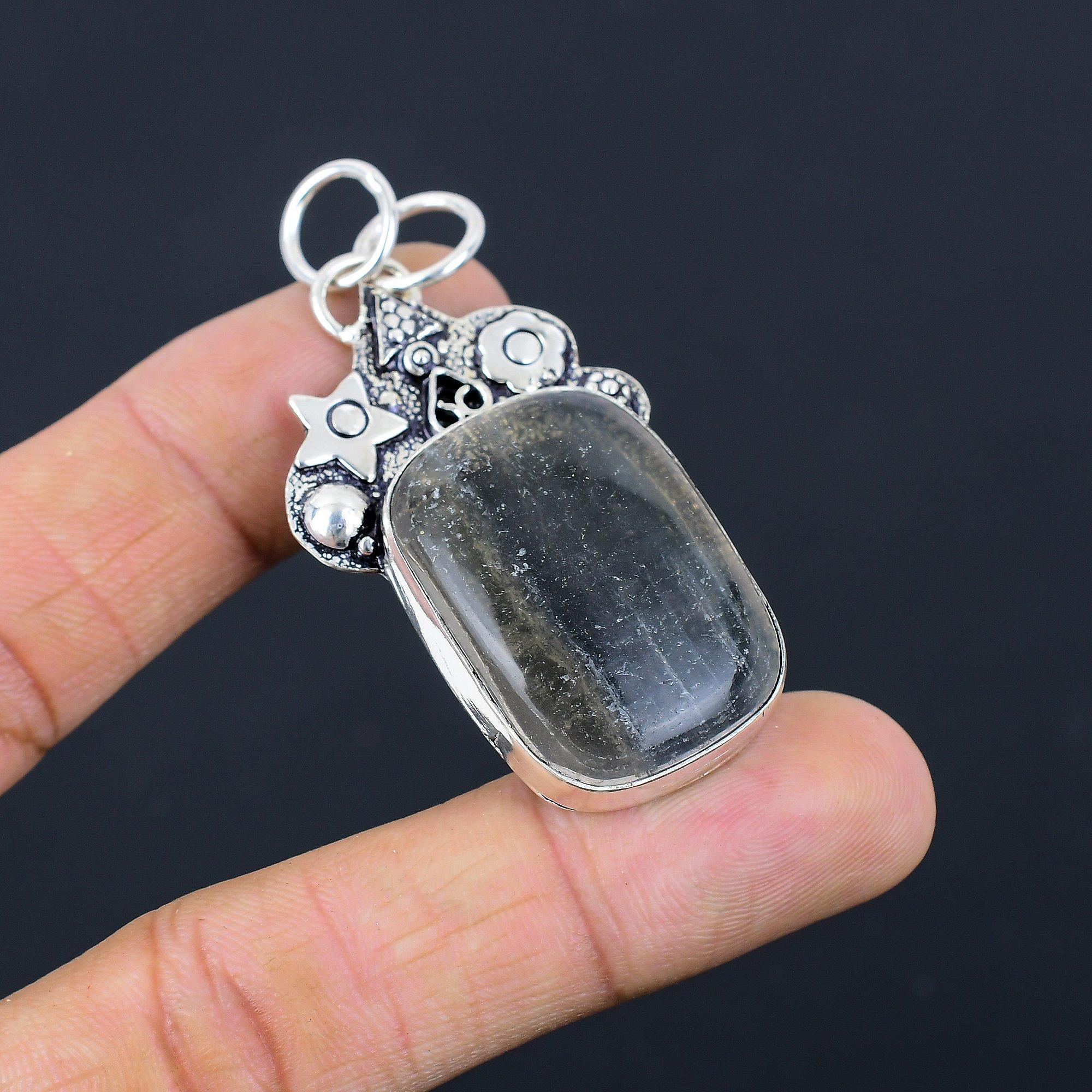 Mothers day Sale Radiant Natural Multi Fluorite Sterling Silver Daughter Pendant