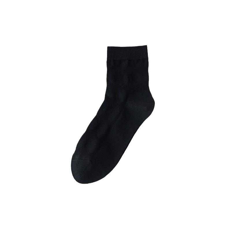 Men's Mid-calf Socks, Pure Cotton Summer Thin Antibacterial, Deodorizing, Sweat-absorbing Mesh Black Men's Business Suit Long Socks