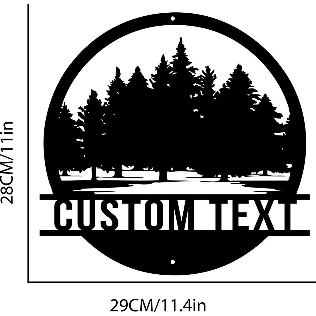 Custom Metal Wall Art, Personalized Address Sign, Pine Tree House Number Plate, Garage Door Decor