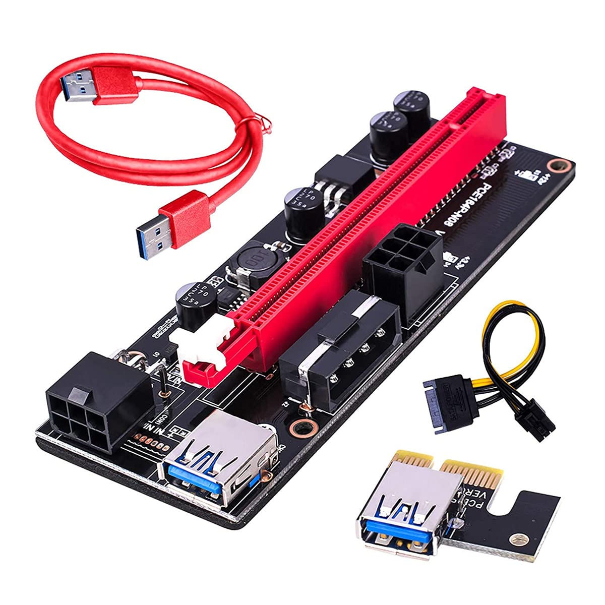 

YFFSFDC Riser Card Pcie Riser VER 009S Graphic Expansion Express Expansion Riser Card Adapter Майнінг Bitcoin Графічний адаптер плати 6PIN 24 Inch USB