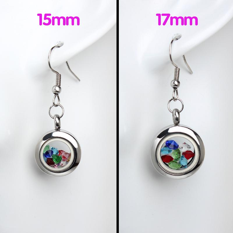 6Pairs 15mm/17mm Stainless Steel Earrings Floating Charms Locket Eardrop Glass Living Memory Earrings For Women Jewelry Making