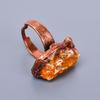 Hessonite Garnet Rough Stone Mother Gift Eternity Sisters Day Trendy Ring Copper V-11