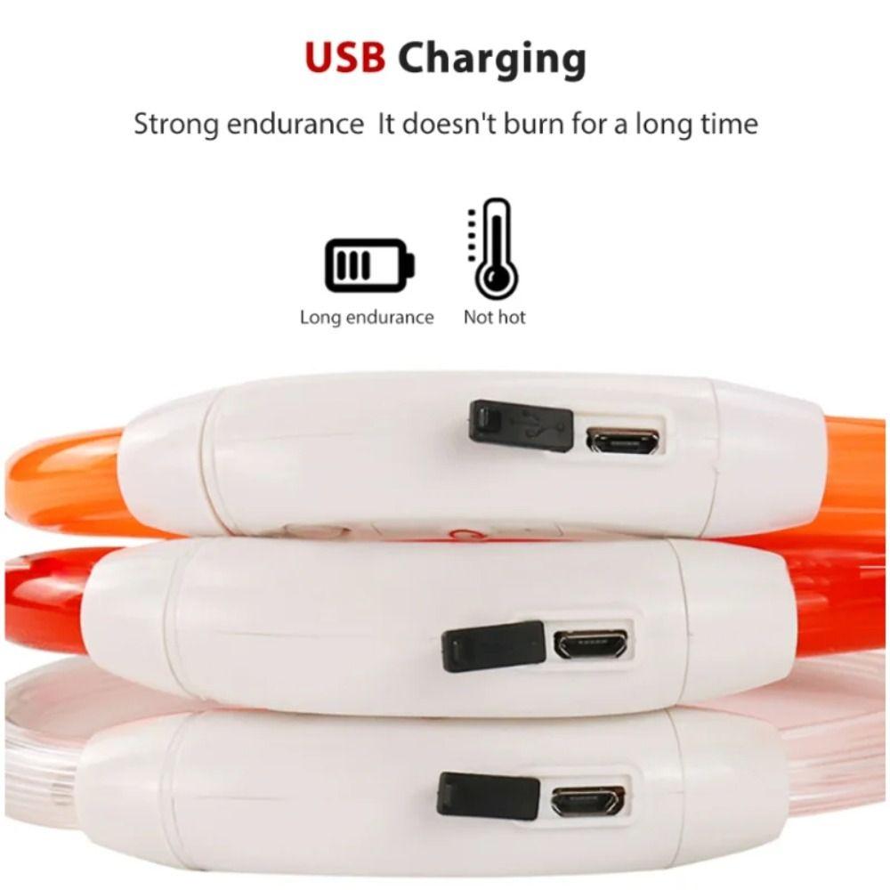 New USB Rechargeable Pet Dog LED Light Collar Luminous Trimmable Dog Fiber Optic Collar Anti-Lost Durable Dog Collar