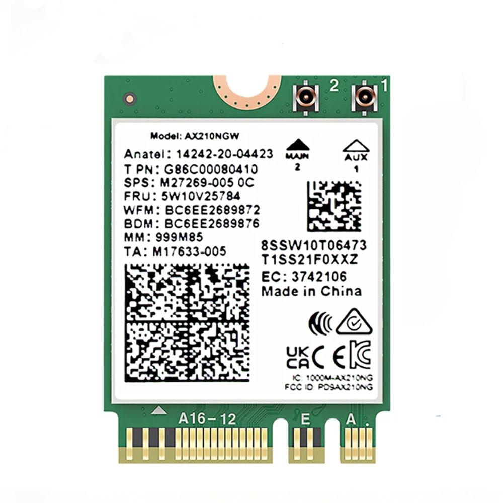 AX210 WiFi6E M.2 NGFF Wireless Network Adapter BT5.3 Tri‑Band 2.4G/5G/6G 5374Mbps 802.11ax For Laptop Desktop PC Win10/11