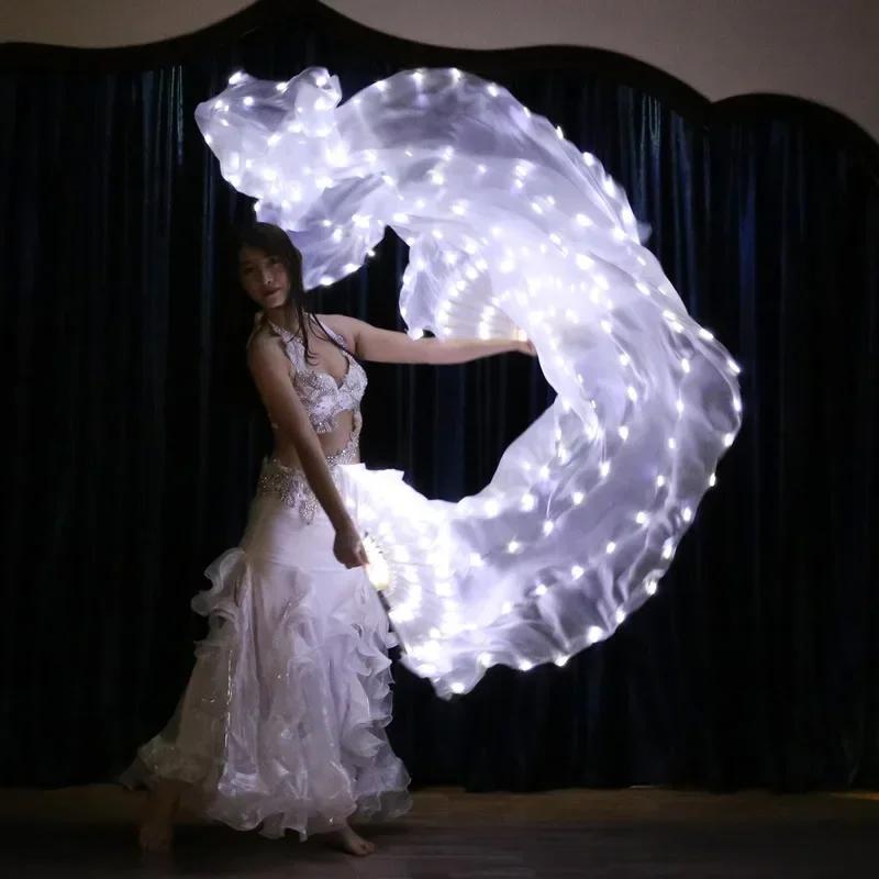 Halloween Rave 1.5 Meters Carnival Led Silk Fan Veil Dance Hand Fan Isis Stage Performance Belly Dancing Party Photo Prop