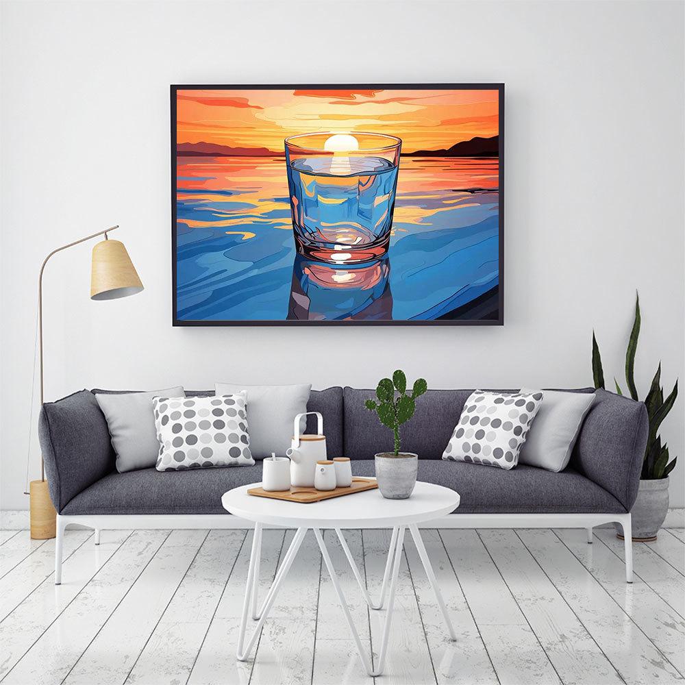 Diamond Painting Kits Sunset Cup Embroidery Mosaic Seaside Landscape Full Square Round Home Decor