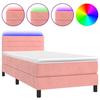 VidaXL Slatted Bed Base with Mattress and LED, Upholstered Bed, Single Bed, Adult Bed for Interior Bedroom, 3134446