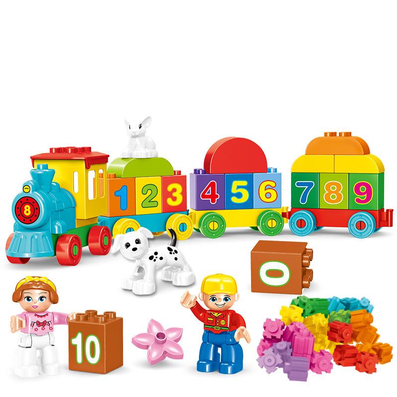 68 szt./zestaw Klocki z dużych elementów Kreatywny pociąg cyfrowy Kolorowe puzzle do wczesnej edukacji Zabawki dla dzieci Prezenty świąteczne