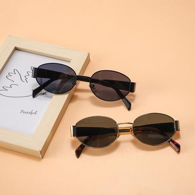 Metal Retro Oval Frame Sunglasses for Women New American Style High-end Internet Celebrity Glasses