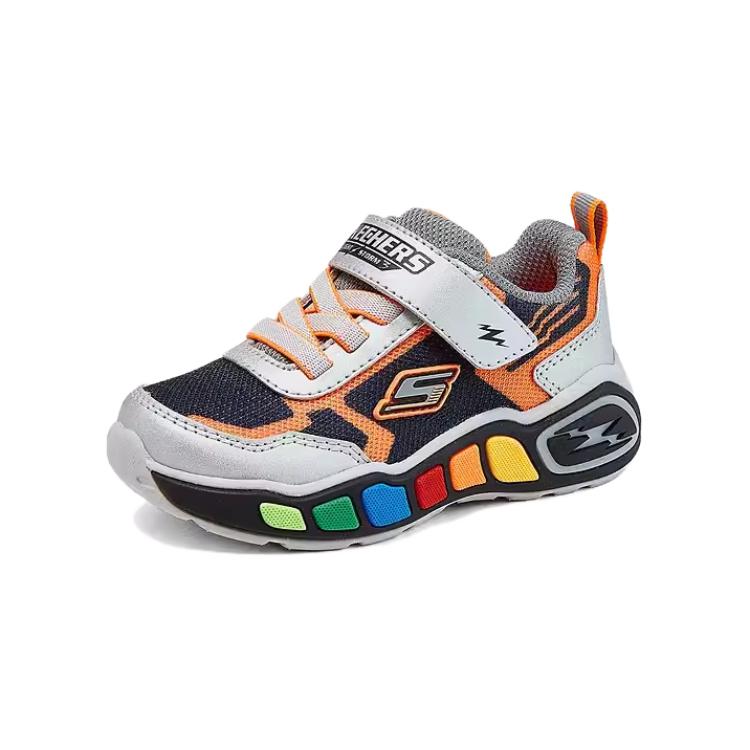 Skechers Kids Boys Comfortable Non-Slip Durable Low-Top Walking Shoes Baby sneaker Silver Black 407606N-SLBK