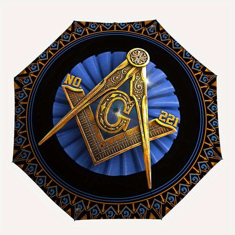 Masonic Square and Compasses Symbol  Umbrella, Portable 3-Fold Umbrella for Men & Women