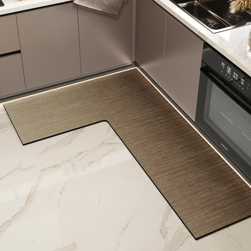 Simple And Gradual Change L-Shaped Kitchen Floor Mat, Water-Absorbing Oil-Absorbing Quick-Drying Floor Mat, Dirt-Resistant And Wear-Resistant Anti-Ski