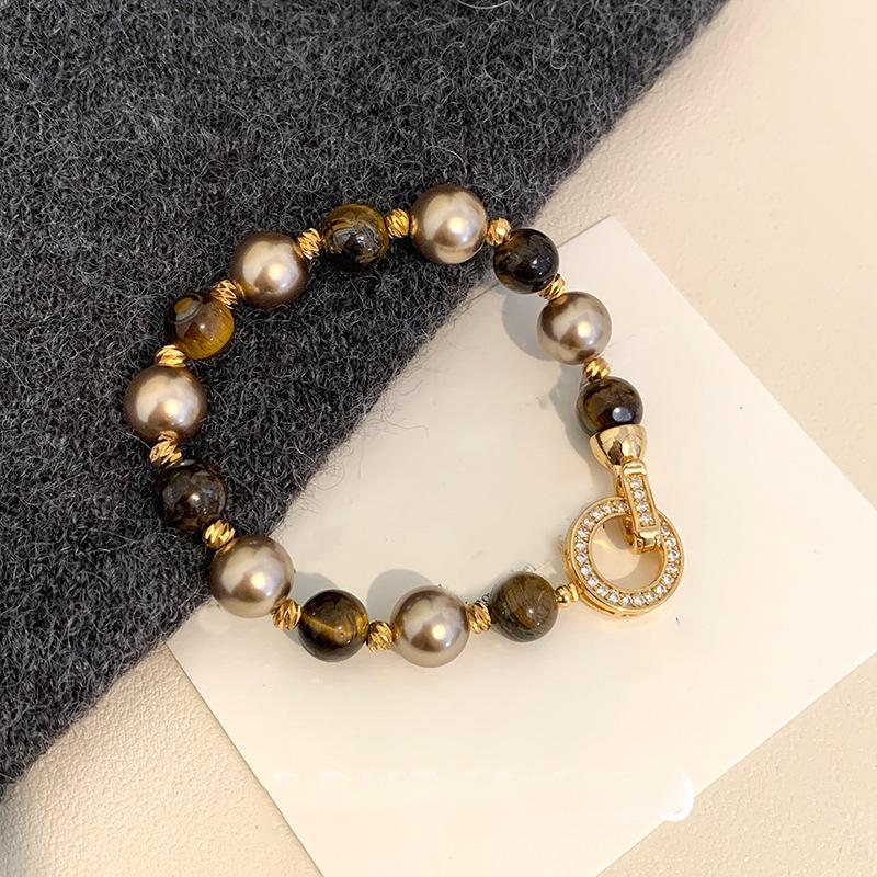 Brățară cu șnur cu perle și zirconiu roz cu strat dublu – Bijuterii de modă elegante și versatile