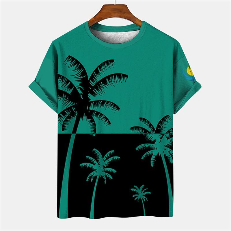 3D Printed Men's Hawaiian Beach T Shirt Summer Casual Short Sleeve Round Neck Tshirts Tops Palm Tree Graphic Tee Shirts
