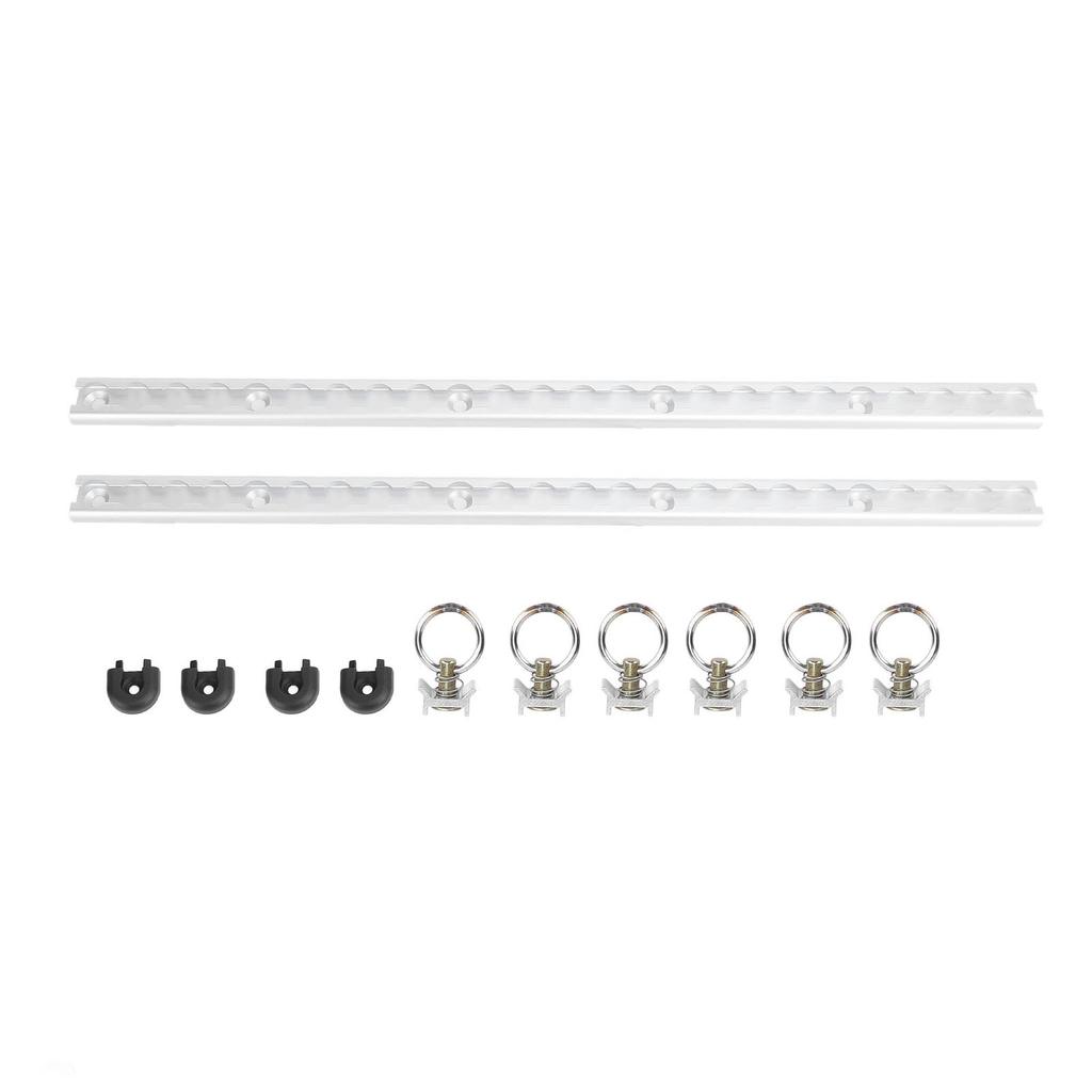 Pair of 23.6in Aluminium L Tracks with 6pcs Single Stud Fitting Round Ring for Truck Beds Trailers Cargo Tie Down