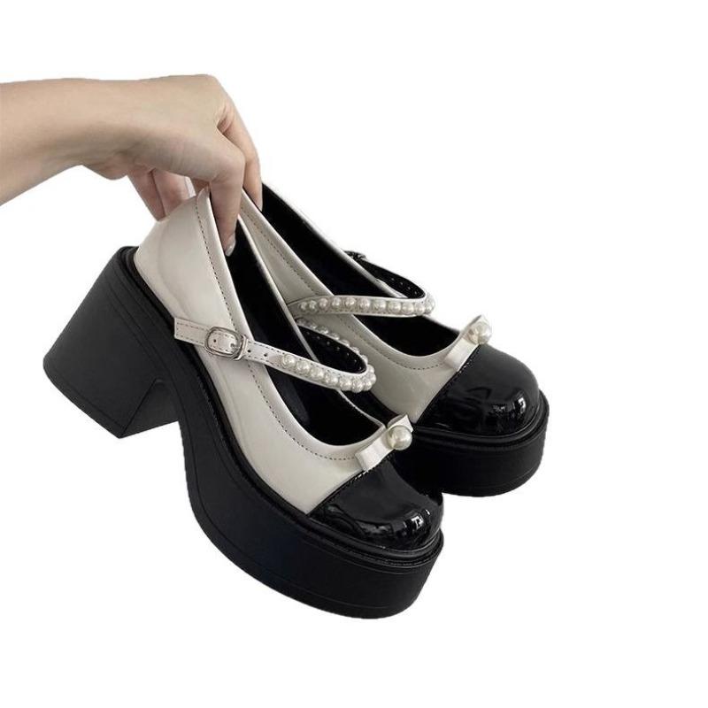 Fashion Luxury Women Shoes Mary Jane Shoes 2025 Fashion Round Toe High Heels for Women Party Leather Footwear Lolita Shoes Casual Shoe