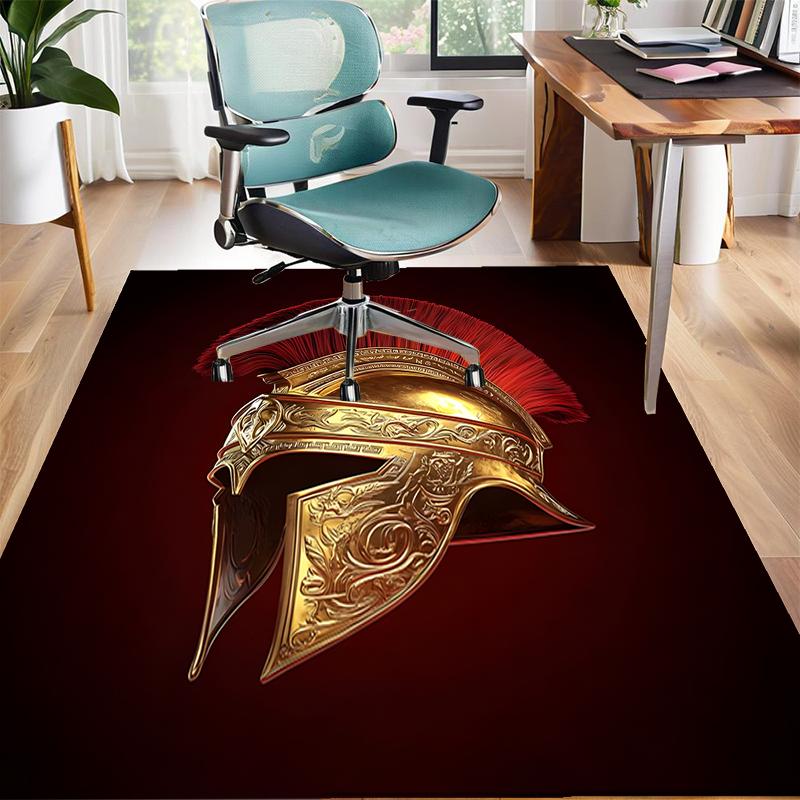 Gladiator Helmet Polyester Carpet, Soft Indoor Mat for Office Chair, Living Room, Computer Desk - Decorative Home Office Rug Design