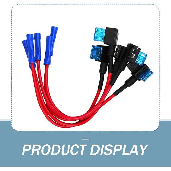 5 PCS Car Additional Circuit Fuse Tap Adapter with 4 x 15A Plug-ins, 12V ATM ATO Blade Pure Copper Wire Fuse Holder, Portable Retrofit Replacement