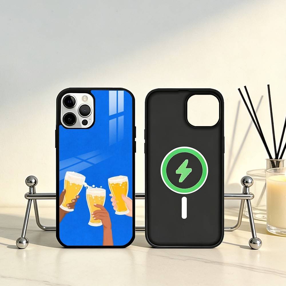 Beer Alcohol CHEERS Phone Case For iPhone17,16,15,14,13,12,11 Plus,Pro Max Magnetic For Magsafe Wireless Charging