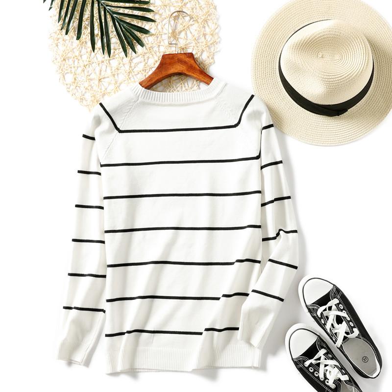 

Осенне-зимний женский свитер, простой тонкий вязаный пуловер с длинными рукавами и круглым вырезом, свитер One Size слоновая кость