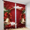 Set Of 2 Christmas Deer Bell Pine Branch Patterns Curtains Mount Digital Printed Polyester Living Room Kitchen Made Area Window Treatment