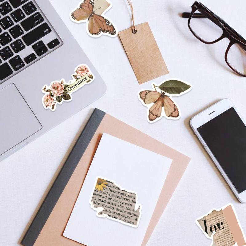 50 sheets/8 retro stickers cross-border literary pattern waterproof graffiti suitcase notebook hand account sticker wholesale